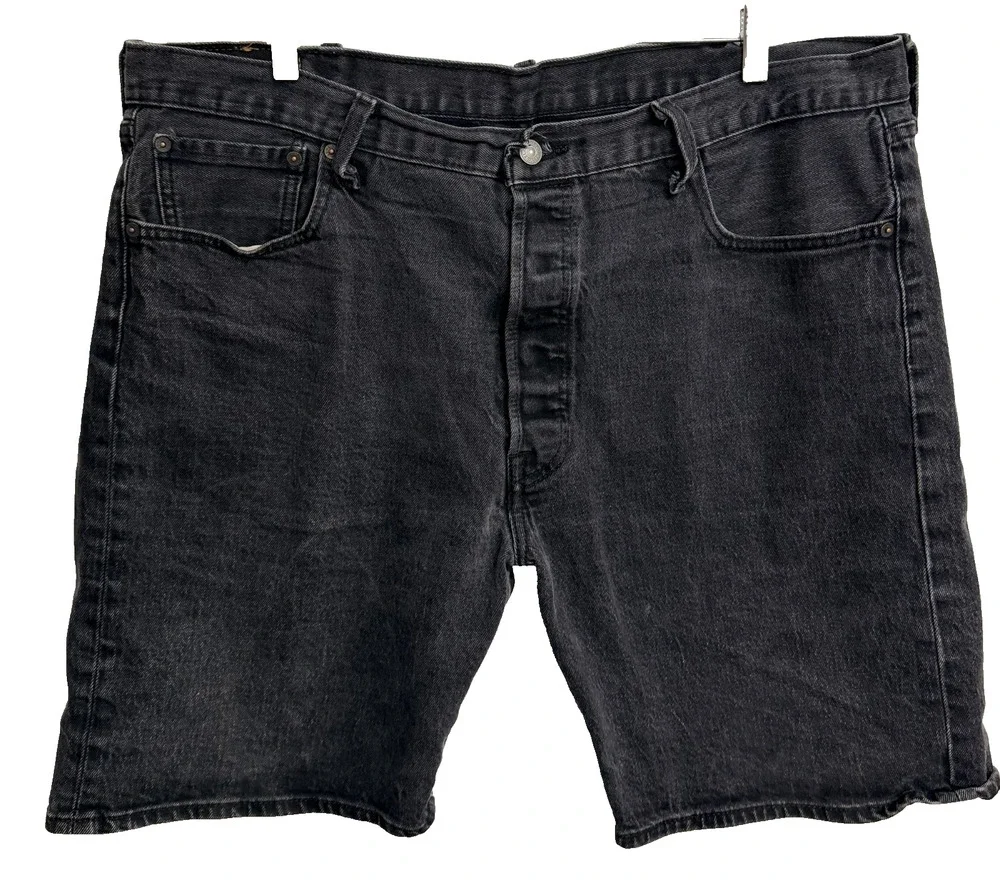 Levi's 501 Shorts Men's 40 Washed Black Denim Stretch Pockets Classic Button Fly